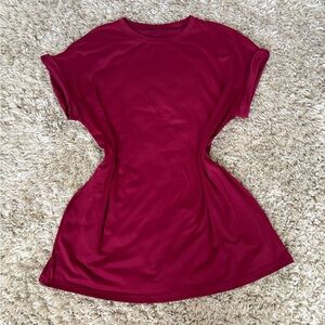 Elegant Burgundy Women's T-shirt Dress